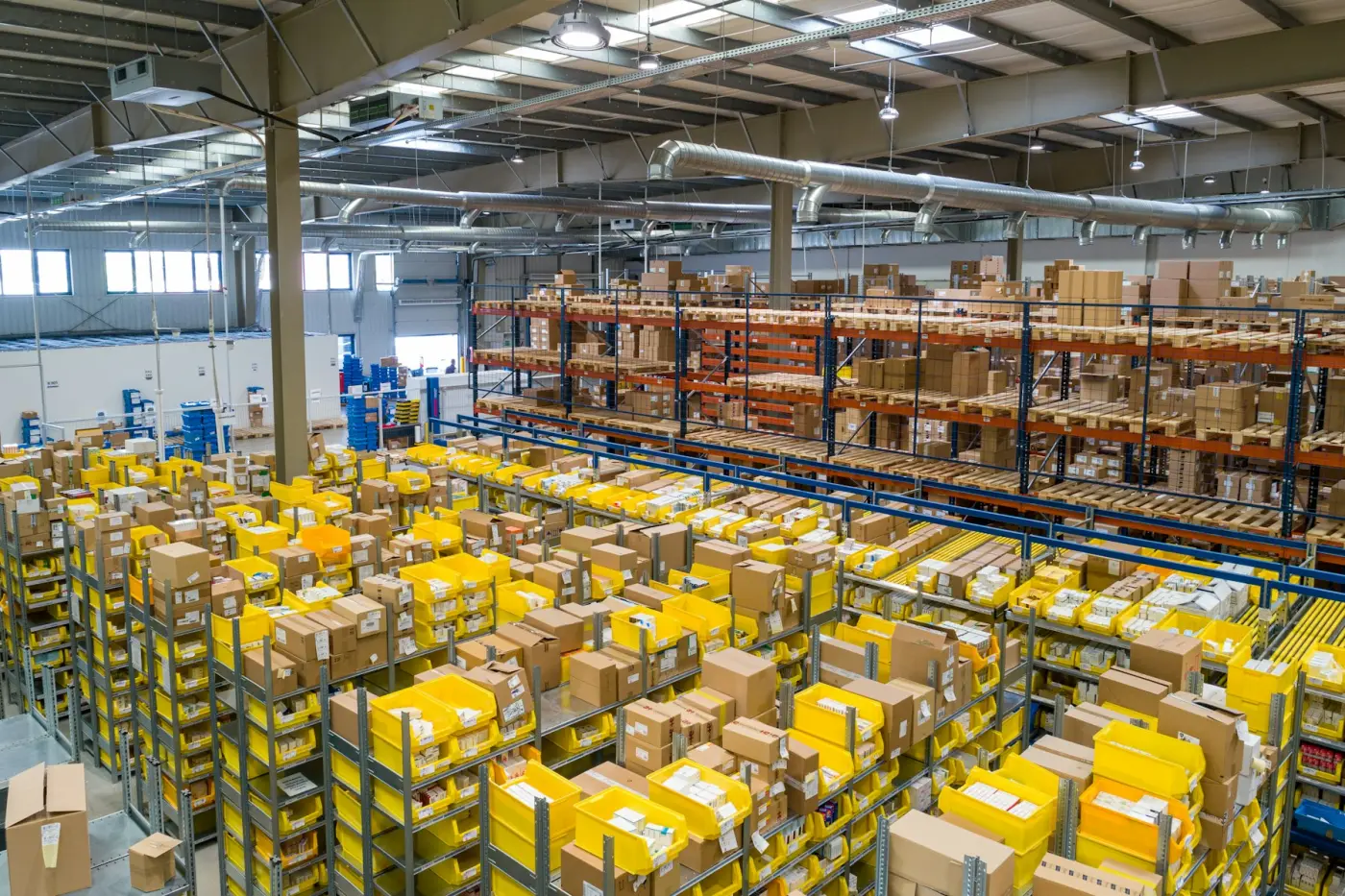 Cartons stored in warehouse pick locations